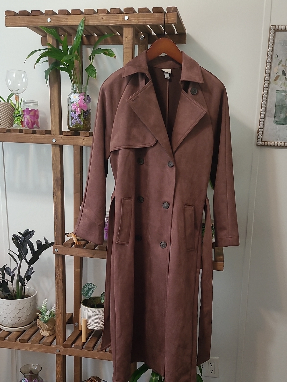 Stunning Chocolate Brown Faux Suede Trench Coat